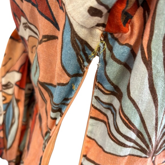 $500 NICHOLAS Women Asilah Orange Printed Linen Hourglass Dress Tie-Front Size 8 - Picture 11 of 15